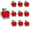 Nwsrayu 10 pcs Rhinestone Enamel Red Apple Charms Apple Dangle
