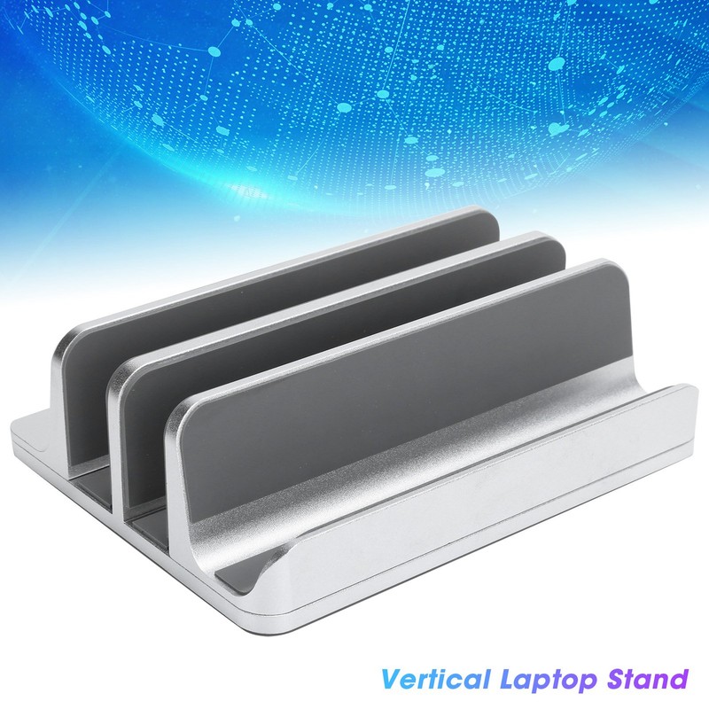 Adjustable Vertical Laptop Stand Double Slots Aluminium Alloy Notebook Computer
