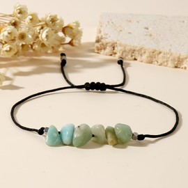 SHINUS BOHO Natural Aventurine Stone Healing Beaded Crystal Bracelets for Women,Resizable Hand Braid Rope Thread Protection Gemstone Jewelry Friendship Birthday Gifts