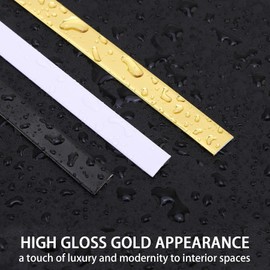 QDYMXUN Glossy Black Peel and Stick PVC Molding Trim, Flexible DIY Wall Accent Strip for Mirror Frame, Cabinet, Edges & Borders and Tiles (197''L x 0.4''W)