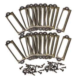 sourcing map Metal Label Holders, 60x17mm 50pcs File Name Card Tag Label Holder Frame for Office Library Drawer Cabinet Shelves, Bronze Tone