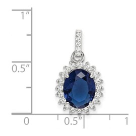 JewelryWeb 925 Sterling Silver Blue and Clear Cubic Zirconia Pendant Necklace 21.77x11.99mm Wide-Pendant for Women