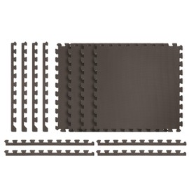 Norsk Multi-Purpose Reversible Floor Mats - EVA Interlocking Foam Tiles (Gray/Black 16 Tiles - 64 sq. Ft. 1/2" Thick)