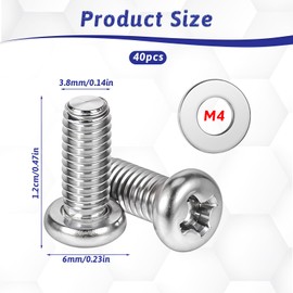 20 Pcs M4 x 10mm Screw Monitor Stand Mounting Phillips Head Screw with 20 Washers for Computer Wall Mounting Arm Mounting