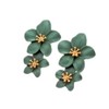 PACKOVE Double Flower Earrings 3D Flower Earrings Floral Dangle Earrings