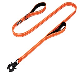 GEIT 4/5/6FT Dog Leash, Heavy Duty Dog Training Leash with Double Handles, Reflective Rope Leash with Quick Release/Locking Tactical Frog Clip for Small Medium and Large Dogs