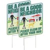 Clean Up After Your Dog Signs - 2 Pack 12"x9" with Metal Stake, No Pooping Dog Signs for Yard