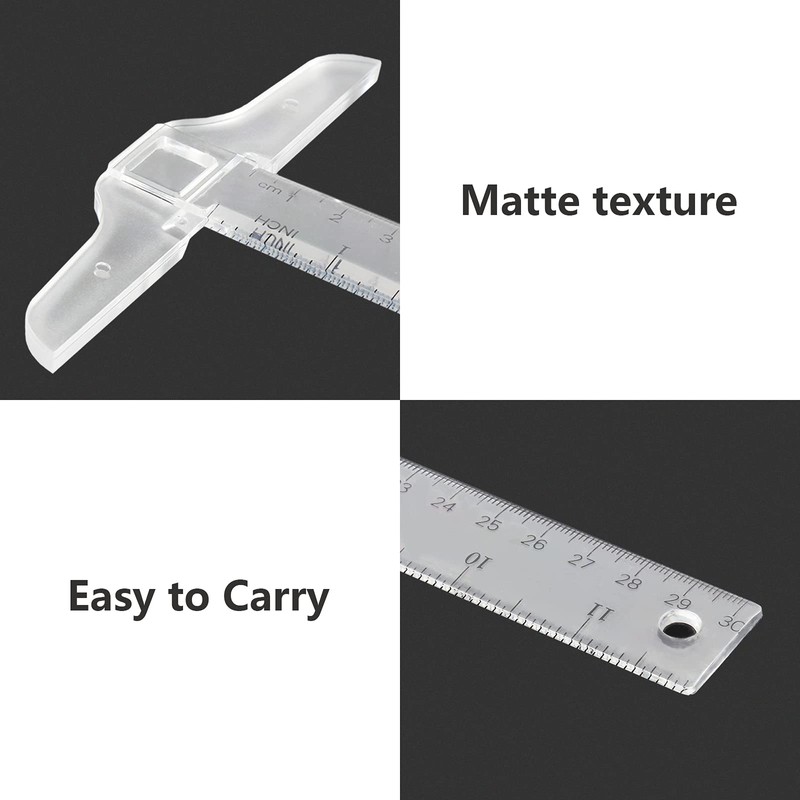 Kyuionty Junior T-Square Plastic Transparent T-Ruler 30cm/ 12 Inch for