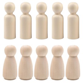 HJDJBD Pack of 10 Wooden Figures for Painting, Wooden Toy Figures Dolls Painting, Wooden Boy Figures, Wooden Cones, Wooden Ornaments, for Painting, DIY, Crafts, Decoration, Christmas, Birthday