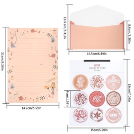 Stationery and Envelopes Set, Lined Stationery Stationery Set, Includes 36 Pieces A5 Writing Paper, 18 Pieces Envelopes for Office/Home/School (6 Sets)