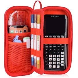 ZUJFPL EVA Hard Case Compatible with Texas Instruments TI-Nspire CX II/TI-NSPIRE CX-II CAS,Portable Case for TI-84 Plus/TI-84 Plus CE/TI-83 Plus/TI-85/TI-89 Color Graphing Calculator - Red