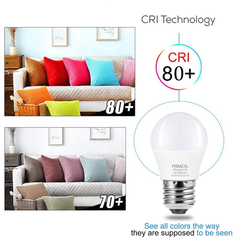 RIMOL Refrigerator Light Bulb, 40W Equivalent 120V A15 LED Fridge