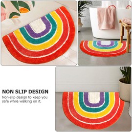 KESYOO Semi Circle Bathroom Rug Doormat Microfiber Rainbow Bath Rug Non Slip Absorbent Washable Bathroom Floor Rug Bath Mat Throw Rug for Kids Playroom Nursery Decor
