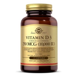 Vitamina D3 250mcg 10000iu 120caps Veganos Solgar Sabor Neutro