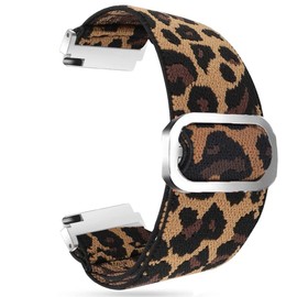 Blueshaweu Compatible for COROS PACE smartwatch 20mm, 22mm Stretch Elastics Nylon Adjustable Replacement Strap Accessories for Men & Women (22mm size band, Leopard)