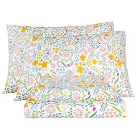 Bedlifes Twin Sheet Set Ultra Soft, Breathable, Silky Flower Deep Pocket 100% Microfiber Bedding, 4 Piece Twin Size Floral