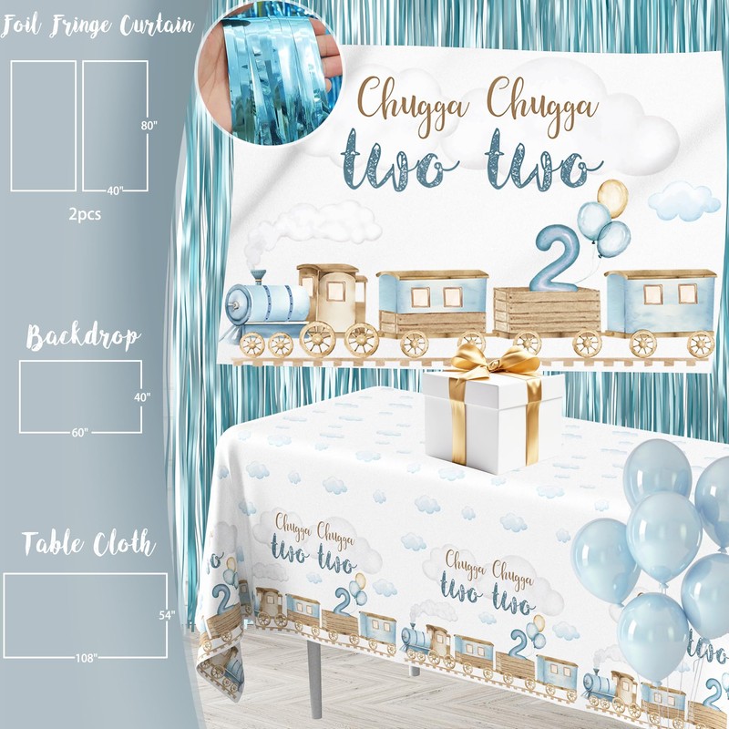 Chugga Chugga Two Two Birthday Decotations, Train 2nd Birthday Party