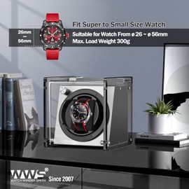 Watch Winder for Single Automatic Watches - Rainbow Watch Winder Box with Quiet Motor 4 Rotation Mode Setting Grey