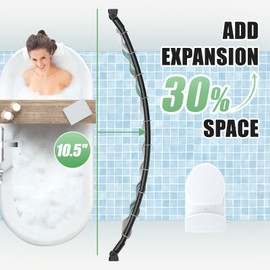 Haryaers Black Curved Shower Curtain Rod,35-76 Inches Adjustable Length Curved Shower Rods Round Shower Curtain Rod Rust Proof Stainless Steel Curved Shower Rods For Bathroom