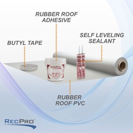 RecPro RV PVC Rubber Roof Kit | 8.5' Wide | Camper, Motor Home, Trailer Roof | Made in USA (5 Feet)