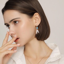 DAYLINLOVE Feather Earrings 925 Sterling Silver Feather Earrings Feather Jewellery Gift for Women Girls, Sterling Silver, No Gemstone