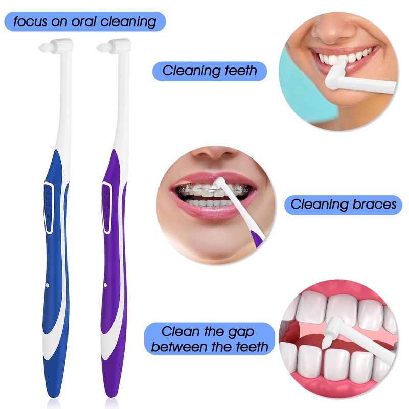 WLLHYF 4 Pcs Tuft Toothbrush Tufted Brush, Interspace Toothbrushes End-Tuft