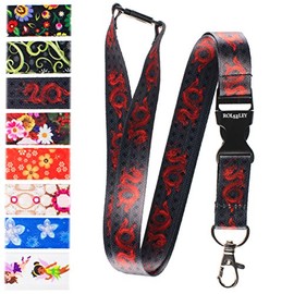 Rolseley - Lanyard with various patterns and metal clip Dragon Black/Red