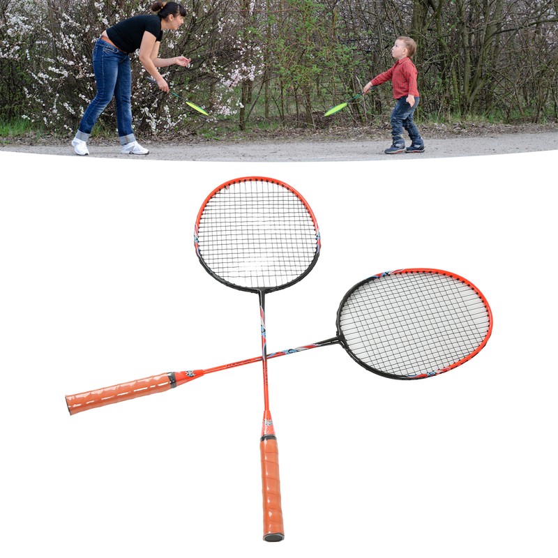 2 Player Badminton Racket Set Ferroalloy Integrated for Beginner Amateur