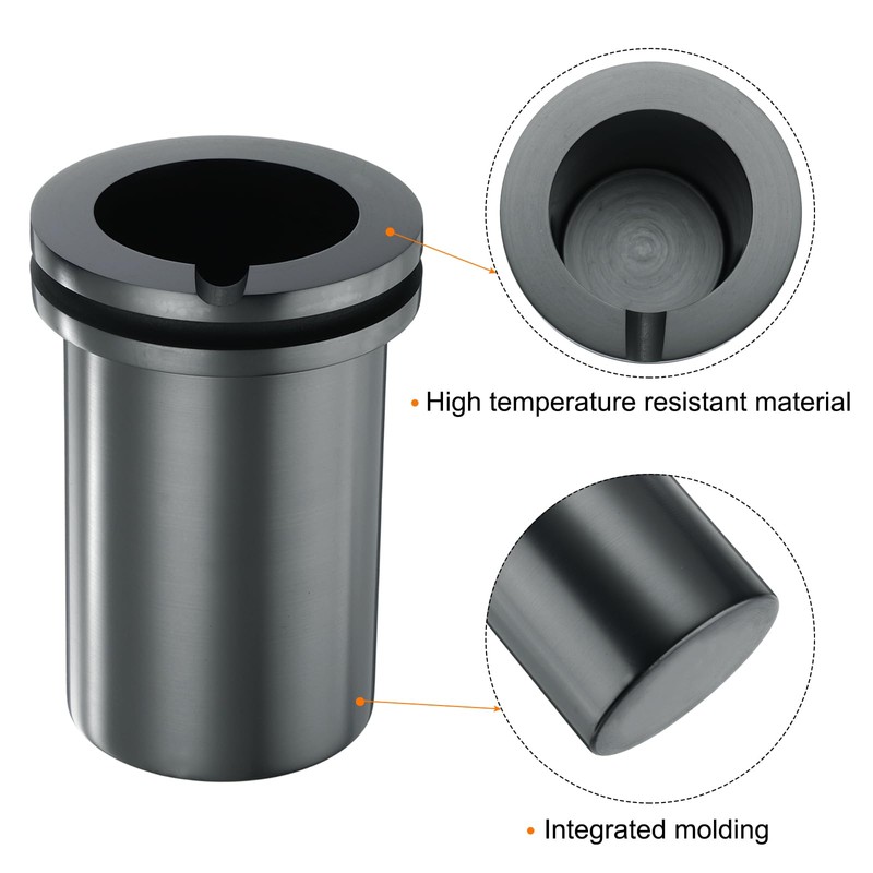 Sourcing Map Graphite Crucible, 4kg High Purity Graphite, Grooved Design,