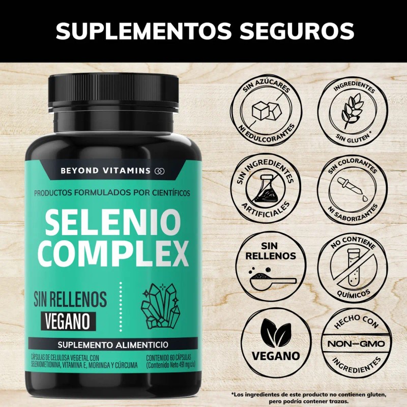 Selenio Seleniometionina 240mcg Vitamina Moringa Raíz Cúrcuma Capsulas Curcuminoides 100