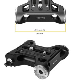 NICEYRIG Camera Baseplate with Rosette Mount, 15mm Rod Base Plate Applicable for Sony FS5 FS7 FX9, RED DSMC2, KINEFINITY Cinema Camcorder - 401