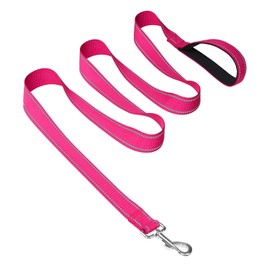 Joytale Double-Sided Reflective Dog Leash, 6 FT/5 FT/4 FT, Padded Handle Nylon Dogs Leashes for Medium & Large Dogs Walking, Hotpink, 6FT