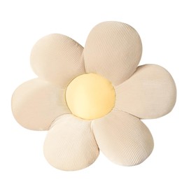LATRAT 1 x 60 cm Flower Cushion Floor Mat Made of Decorative Cushion Chair Cushion Covers Room Decoration Plush Cushion White & Yellow