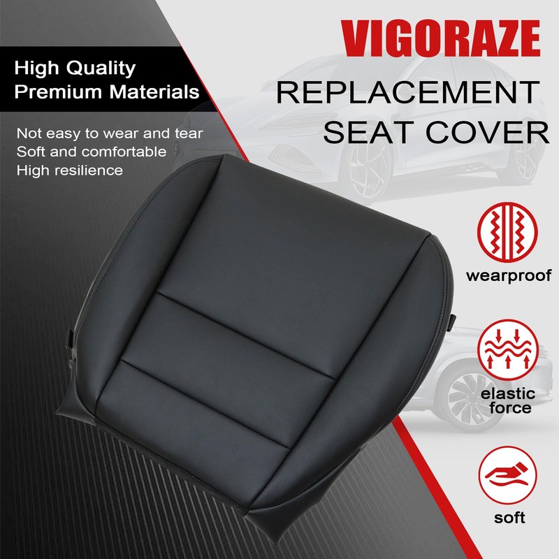 Vigoraze Driver & Passenger Bottom Replacement Seat Cover Black Compatible