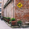 BTHUKO New Metal Tin Sign Tractor Xing Caution Crossing Sign,