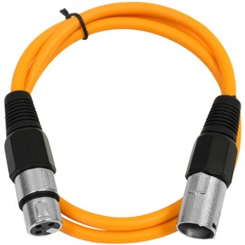 SEISMIC AUDIO - SAXLX-3 - 3' Orange XLR Male to XLR Female Patch Cable - Balanced - 3 Foot Patch Cord