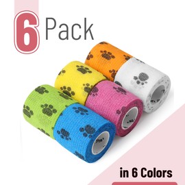 Mr. Pen- Self Adhesive Bandage Wrap, Assorted Colors, 2" x 5 Yards, 6 Pack,
