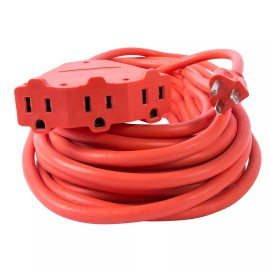 Bergen Industries Inc OC501433T Heavy-Duty Outdoor Triple Tap Extension Cord, 50 ft, 14 AWG, 15...
