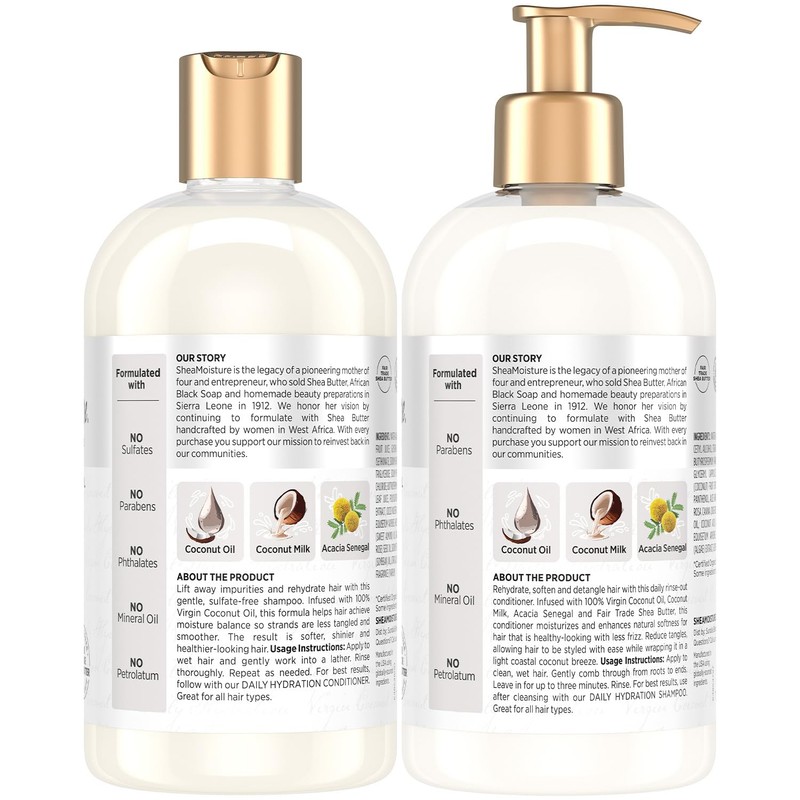SheaMoisture Shampoo & Conditioner Set, Daily Hydration with Pure Coconut