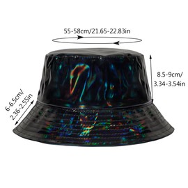 Manfnee Rave Bucket Hat for Men Women Waterproof Rain Hat Metallic Hip Hop Hat Wide Fishing Hat Sun Hat, A1:Black