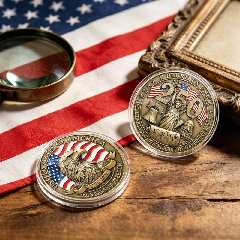 CRASHOT USA 250th Anniversary Commemorative Coin, Antique Bronze American Eagle