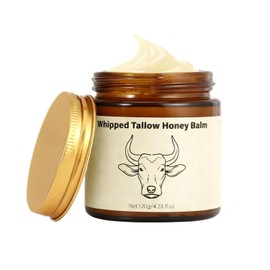 Tallow de ternera para la piel - Bálsamo hidratante batido, crema hidratante natural para cara y cuerpo, alivio para piel seca y sensible, bálsamo de miel de sebo (1)