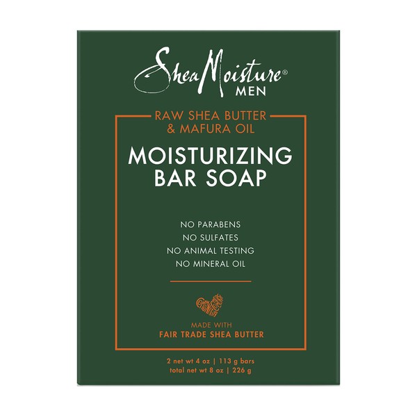 SheaMoisture Men Bar Soap Cleanser to Clean and Hydrate Skin Moisturizing, Creamy Vanilla Bean, 8 Oz, 2 Count