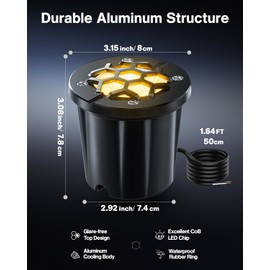 HIBOITEC 12W Low Voltage Landscape Lighting 12-24V LED 1200LM Uplighting Outdoor Waterproof In-Ground Well Lights 3000K Warm White Paver Lights for Pathway Garden Yard, 6 Pack with Wire Connectors