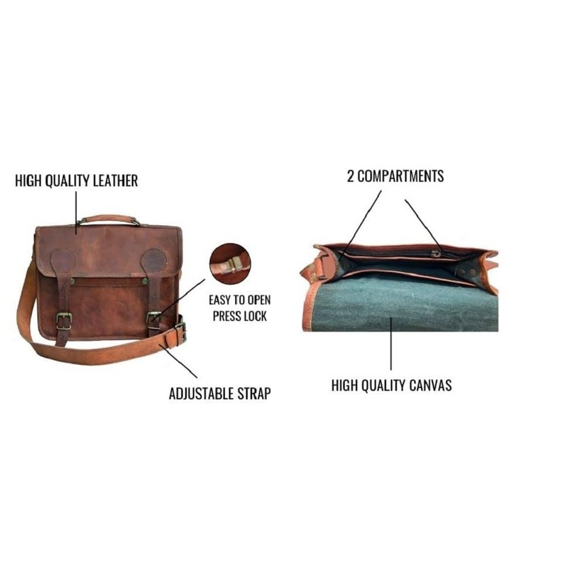 9" small Leather messenger bag shoulder bag cross body vintage