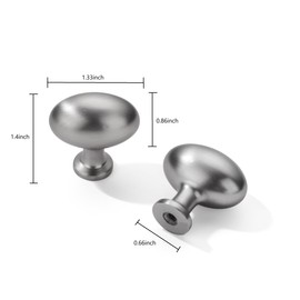 khtumeware 10 Pack 1-3/8 Inch Oval Brushed Satin Nickel Cabinet Knobs Kitchen Cabinet Handles Cabinet Hardware for Cupboard Drawer Handles Dresser Pulls
