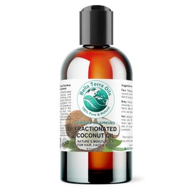 Bella Terra Oils Aceite De Coco Fraccionado Orgánico De 8 Oz: Experimente La Pureza Del Coco Líquido, Repleto De Ácidos Grasos Esenciales, Y Mejore Sus Rituales Para La Piel.