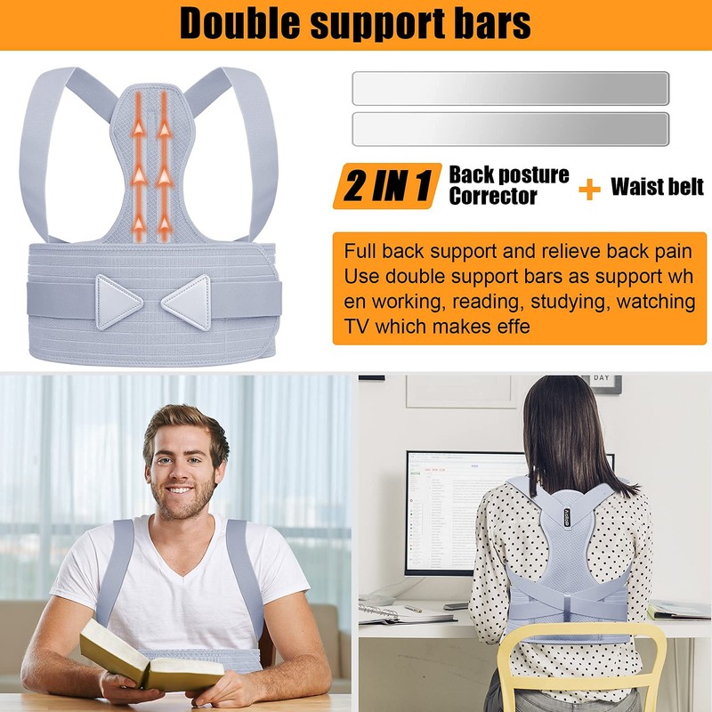 Aollop Posture Corrector Men Women - Back Brace with Breathable