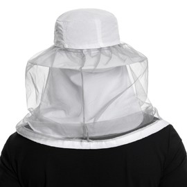 BASSDASH UPF 50+ Mosquito Sun Hat with Hidden Head Net and Neck Flap for Men Women Outdoor Fishing Hiking Camping White