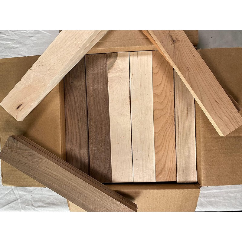 Woodchucks Wood Large Scrap Box Long Edge Rippings Boards Teak,Purpleheart,Maple,Oak,Bloodwood